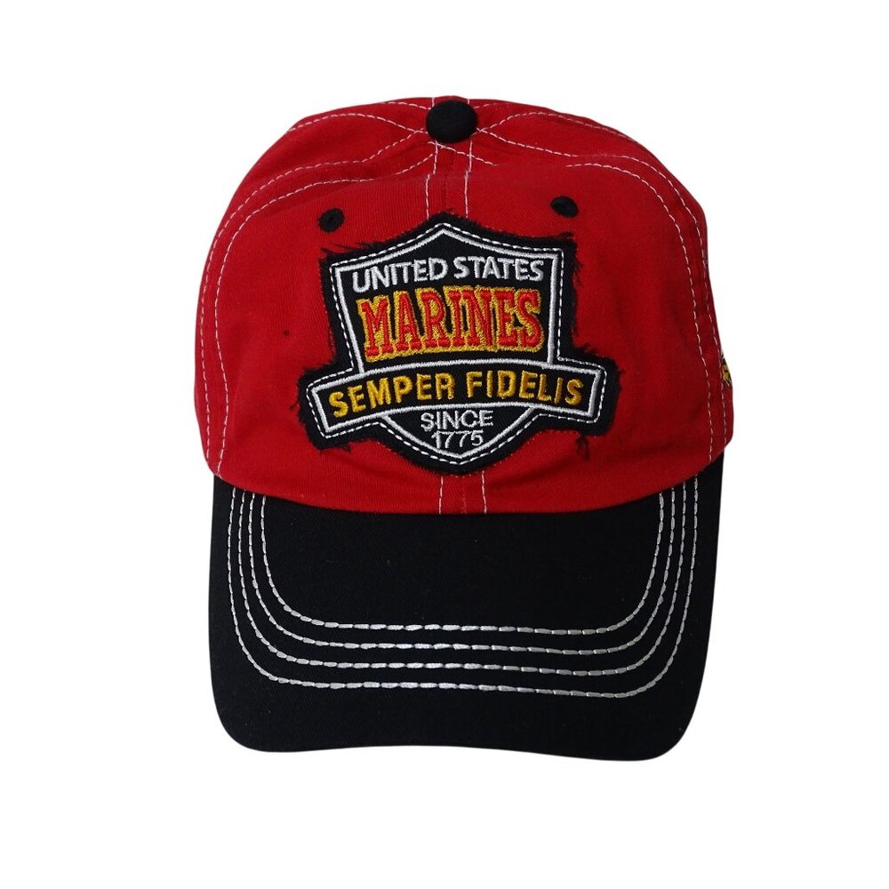 U.S. Marines Semper Fidelis Red Black Baseball Cap One Size Fits Most Logo Patch